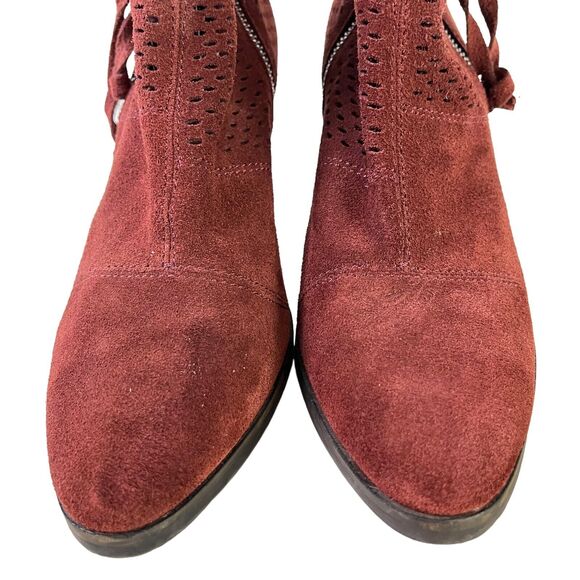 Lucky Brand Ramses Womens Suede Block Heel Ankle Perforated Booties Boots sz 8 - Picture 7 of 16